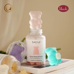 Kẹo dẻo bổ sung Canxi Vitamin D3 giúp xương chắc khỏe Unichi Teddi Lab Calcium Vitamin D3 Gummy 60 viên