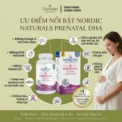 TPBVSK Viên Uống Nordic Naturals Prenatal DHA Cho Bà Bầu Omega 3 830mg + Vitamin D3 90, 180 Viên