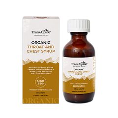 Siro giảm ho, đau họng MGO650+ TranzAlpine Organic Throat And Chest Syrup 100ml