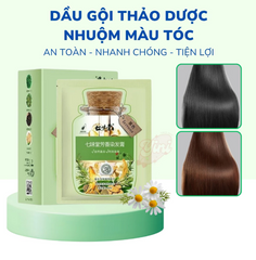 Dầu Gội Nhuộm Tóc Thảo Mộc Hộp 10 Gói , Dầu Gội Phủ Bạc Nhuộm Tóc Đen, Nâu Nuôi Dưỡng Tóc Óng Mượt