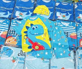 Set bộ đồ bơi cho bé đi bơi đi biển hoạt hình khủng long cá mập babyshark dễ thương kèm mũ mùa hè