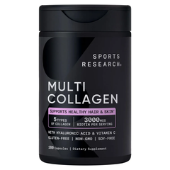Viên uống bổ sung Collagen Sports Research Multi Collagen 180 Capsules 728837