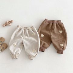 Hàng QC - Quần bo gấu nhung lót lông cừu thêu gấu cute đáng yêu mùa đông cho bé hot hit