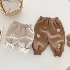 Hàng QC - Quần bo gấu nhung lót lông cừu thêu gấu cute đáng yêu mùa đông cho bé hot hit