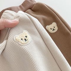 Hàng QC - Quần bo gấu nhung lót lông cừu thêu gấu cute đáng yêu mùa đông cho bé hot hit