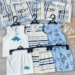 Combo 3 bộ ba lỗ thông hơi hoạt hình khủng long cute đáng yêu thoáng khí cho bé trai mùa hè