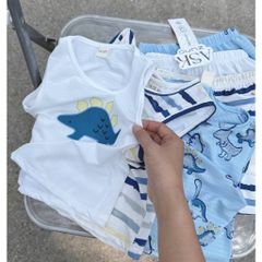 Combo 3 bộ ba lỗ thông hơi hoạt hình khủng long cute đáng yêu thoáng khí cho bé trai mùa hè