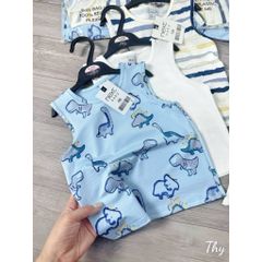 Combo 3 bộ ba lỗ thông hơi hoạt hình khủng long cute đáng yêu thoáng khí cho bé trai mùa hè