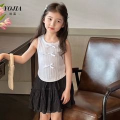 Hàng QC - Áo ba lỗ nơ be len tăm mát lạnh mùa hè xinh xắn dễ thương hàn quốc cho bé gái