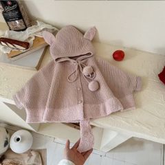 Hàng QC Áo choàng len mùa đông buộc dây có mũ ấm áp dễ thương xinh xắn phong cách hàn quốc cho bé gái nhiều màu