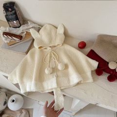 Hàng QC Áo choàng len mùa đông buộc dây có mũ ấm áp dễ thương xinh xắn phong cách hàn quốc cho bé gái nhiều màu
