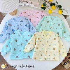 Áo xốp trần bông hoạt hình gấu ấm áp dày dặn cho bé trai bé gái