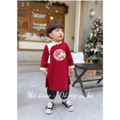 Áo dài cho bé trai nam TẾT nhung thêu 10-30kg kèm ảnh thật