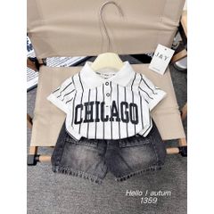 Set bộ bé trai áo polo kẻ CHI kèm quần short túi hộp mùa hè mặc đi chơi đi học