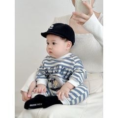 Hàng QC Set bodysuit kẻ mèo xinh đáng yêu cute kèm áo gile jean bò và mũ len cho bé trai phong cách hàn quốc thu đông