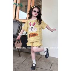 Hàng QC - Set bộ thỏ kẻ cute đáng yêu bèo xinh xắn mát mẻ mùa hè cho bé gái phong cách hàn quốc