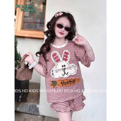 Hàng QC - Set bộ thỏ kẻ cute đáng yêu bèo xinh xắn mát mẻ mùa hè cho bé gái phong cách hàn quốc