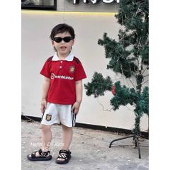 Set bộ thể thao MU đỏ trắng cho bé trai mặc mùa hè mát mẻ thoáng khí