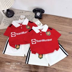Set bộ thể thao MU đỏ trắng cho bé trai mặc mùa hè mát mẻ thoáng khí