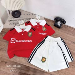 Set bộ thể thao MU đỏ trắng cho bé trai mặc mùa hè mát mẻ thoáng khí