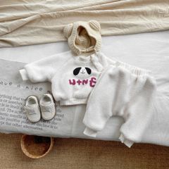 Hàng QC - Set bộ chó con lông cừu ấm áp dày dặn trần bông cute đáng yêu cho bé mùa đông