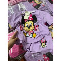 Bộ thun cotton micky xinh xắn dễ thương mùa hè mát mẻ thoáng khí cho bé gái kèm ảnh thật cận chất
