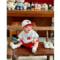 Set bộ áo thun Việt Nam cotton mát mẻ thoáng khí mùa hè kèm mũ ảnh cận chất hottrend cho bé trai