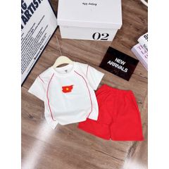 Set bộ áo thun Việt Nam cotton mát mẻ thoáng khí mùa hè kèm mũ ảnh cận chất hottrend cho bé trai