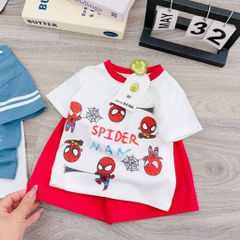Bộ thun cotton người nhện siêu nhân đáng yêu phong cách hàn quốc mùa hè mát mẻ cho bé
