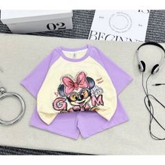 Set bộ thun cotton micky pha xinh xắn dễ thương mát mẻ thoáng khí mùa hè cho bé gái