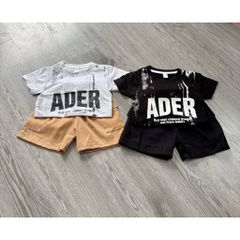 Set bộ bé trai áo thun chữ kèm quần short kaki túi hộp mùa hè mát mẻ thoáng khí kèm ảnh thật
