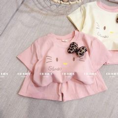 Set bộ thun cotton hello kitty cute đáng yêu dễ thương xinh xắn hàn quốc mùa hè mát mẻ cho bé gái