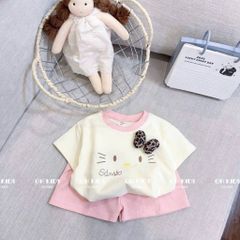 Set bộ thun cotton hello kitty cute đáng yêu dễ thương xinh xắn hàn quốc mùa hè mát mẻ cho bé gái