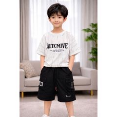 Hàng QC - Set bộ loang thể thao kèm quần kaki túi hộp cá tính mùa hè mát mẻ thoáng khí cho bé trai
