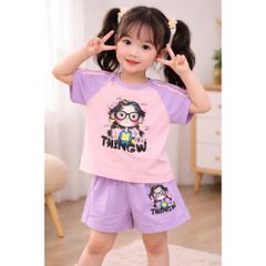 Set bộ bé gái xinh xắn đáng yêu cotton mát mẻ mùa hè size 35-45kg