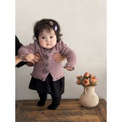Hàng QC Áo len cardigan hoa xinh xắn cute đáng yêu hottrend ấm áp dày dặn mùa đông phong cách hàn quốc cho bé gái