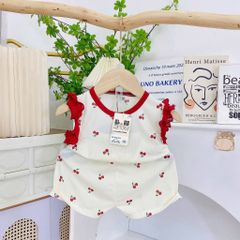 Bộ thun tăm lạnh sát nách cánh tiên xinh xắn dễ thương mát mẻ mùa hè cho bé gái 8-18kg