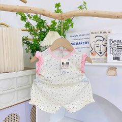 Bộ thun tăm lạnh sát nách cánh tiên xinh xắn dễ thương mát mẻ mùa hè cho bé gái 8-18kg