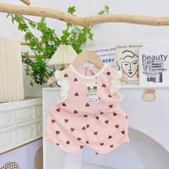 Bộ thun tăm lạnh sát nách cánh tiên xinh xắn dễ thương mát mẻ mùa hè cho bé gái 8-18kg