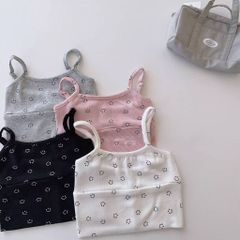 Hàng QC - Áo hai dây len tăm mặt cười xinh xắn dễ thương mát mẻ mùa hè phong cách hàn quốc cho bé gái