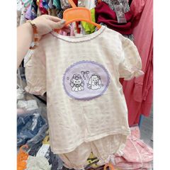 Set bộ bé gái gấu thỏ hoa nhí kẻ cute đáng yêu dễ thương tay bồng xinh xắn phong cách hàn quốc mùa hè kèm ảnh thật