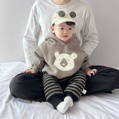 Hàng QC Set áo hoodie kèm quần nỉ kẻ thêu gấu cute dễ thương đáng yêu ấm áp dày dặn cho bé trai thu đông