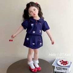 Set bộ hello kitty bí bồng xinh xắn dễ thương cotton mát mẻ mùa hè cho bé gái phong cách hàn quốc