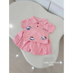 Set bộ hello kitty bí bồng xinh xắn dễ thương cotton mát mẻ mùa hè cho bé gái phong cách hàn quốc
