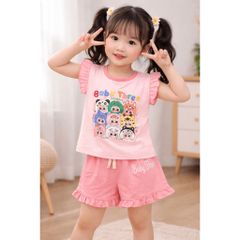 Set bộ thun cotton bé gái babythree xinh xắn dễ thương mát mẻ mùa hè đáng yêu kèm ảnh thật