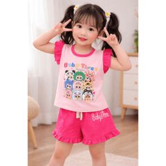 Set bộ thun cotton bé gái babythree xinh xắn dễ thương mát mẻ mùa hè đáng yêu kèm ảnh thật