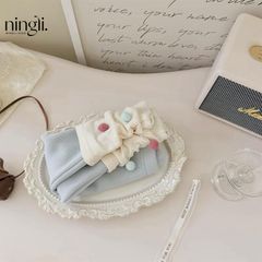 Hàng QC Áo cardigan len thỏ kèm quần len đính chùm xinh xắn điệu đà dễ thương ấm áp dày dặn mùa đông cho bé gái