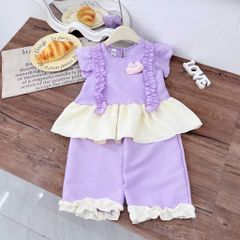 Set bộ bé gái bèo đính thỏ con cute xinh xắn dễ thương mát mẻ mùa hè 10-30kg kèm ảnh thật