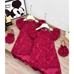 Áo dài cách tân ren kèm túi hở vai xinh xắn dễ thương cho bé gái mặc đi chơi Tết 10-30kg kèm ảnh thật