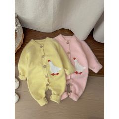 Hàng QC - Áo liền thân len body suit vịt cute dễ thương ấm áp mùa đông cho bé gái